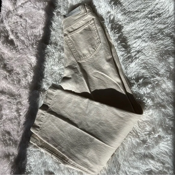 RE/DONE Womens Original 70s Pocket Wide Leg Jeans 27 Cream Rinsed Birch NWOT